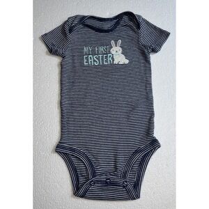 Just One You by Carters My First Easter Bunny Navy Striped Bodysuit 6M Mens Kids